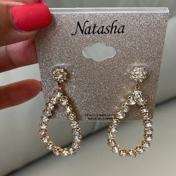 Tear drop rhinestone earrings🤩 - Picture 6 of 6